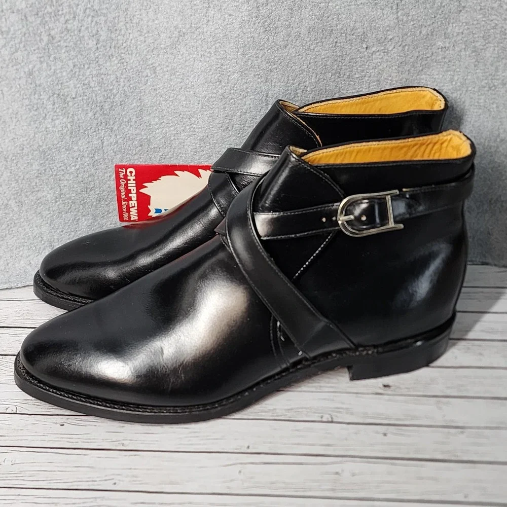 Vintage Chippewa Boots Mens Size 10 Leather Buckle‎ Ankle Dress Shoes USA 1960s